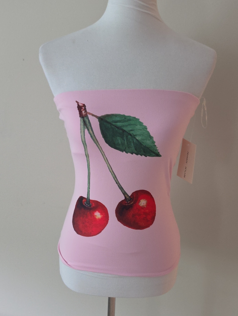 Frankee & Skylarr Strapless Pink Cherry Print Tube Top Brand New